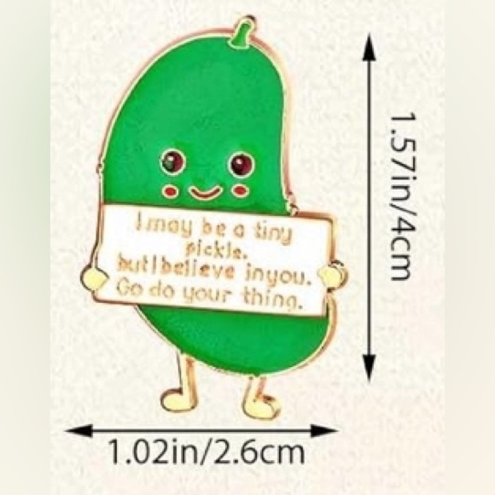 POSITIVE PICKLE Brooch Pin + Affirmation Card Set, Green, Gold - Picture 7 of 17